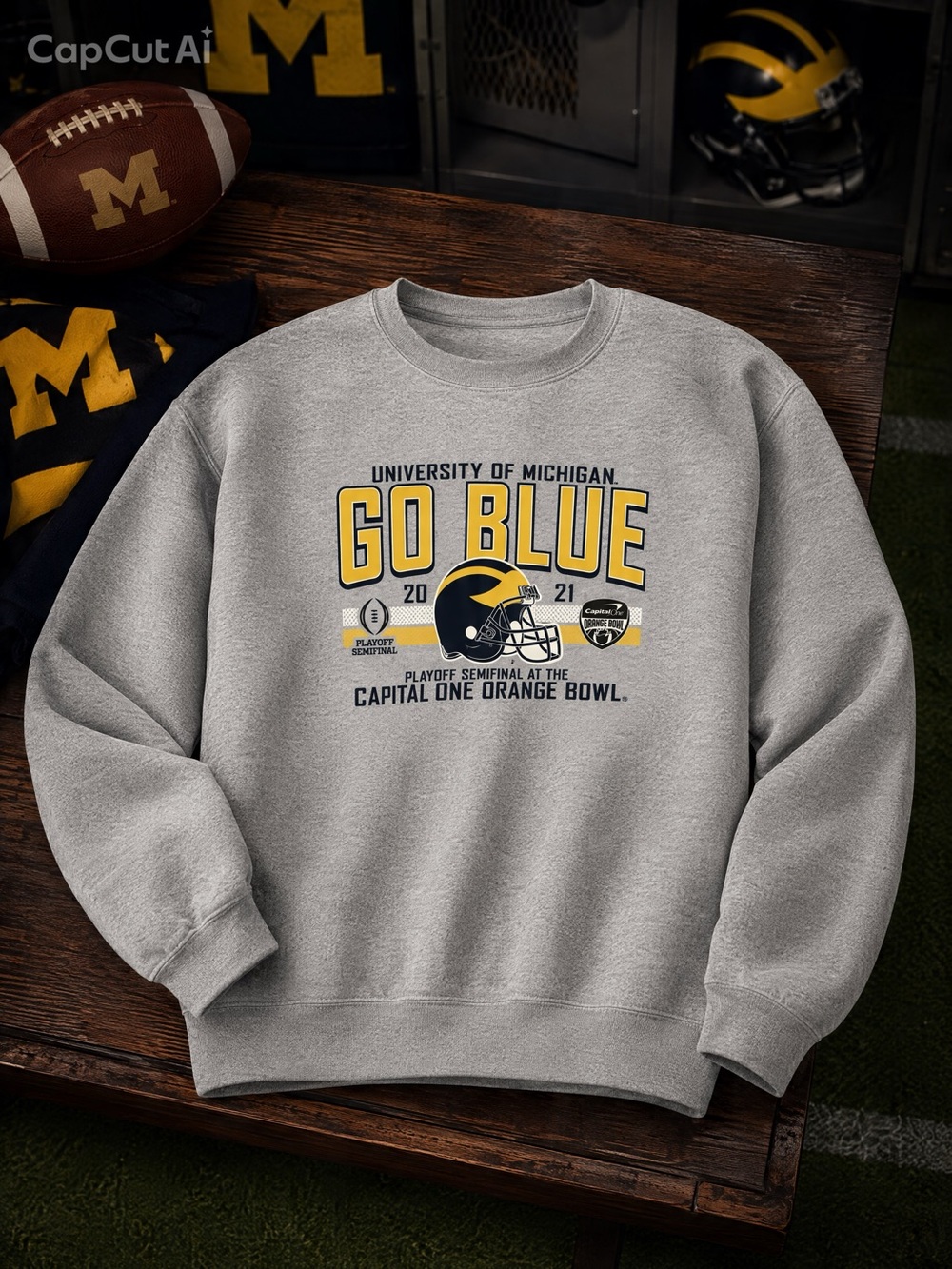 University of Michigan Go Blue Grey Crewneck Sweatshirt